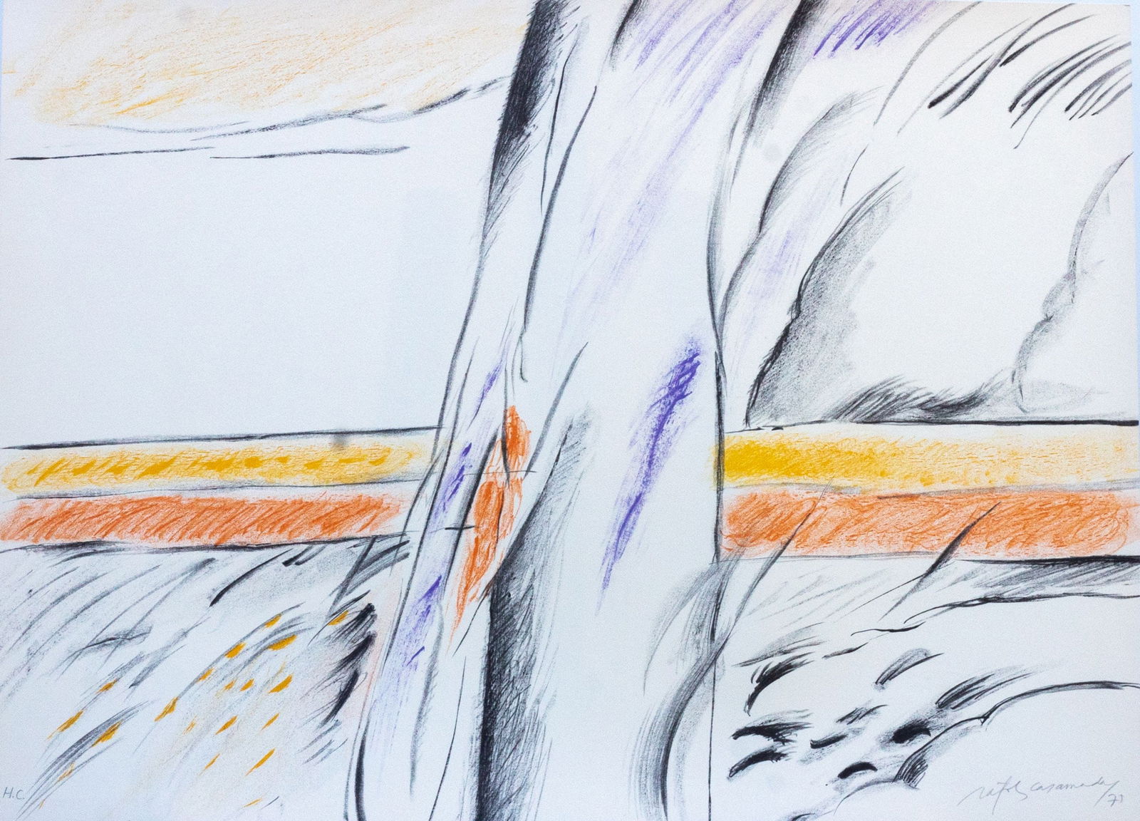 Casamada, Albert Ràfols- - Lithograph.: Title: Composition. Edition: H.C. (Hors Commerce).. Hand-Signed and numbered with pencil by the artist.