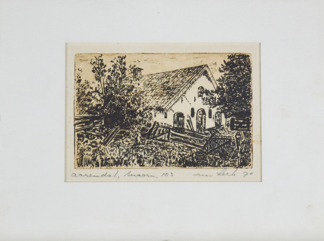 Max Lerkt - Etching - Handsigned: Etching of Dutch painter Max Lerk. Hand signed and titeld with pencil.Complete framed with glass and passe Partout.Dutch School.Comes from the collection of the municipality of The Hague, The