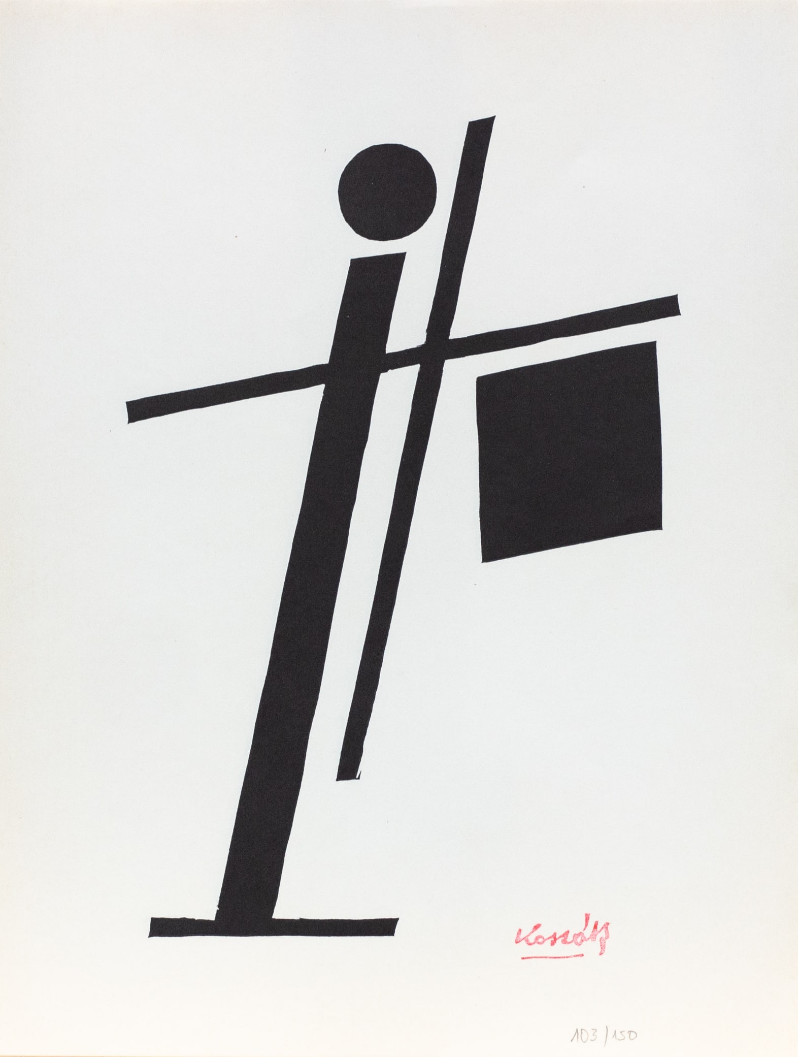 Lajos, Kassák - Woodcut - Signed: Stamp signaturein red and hand numbered.