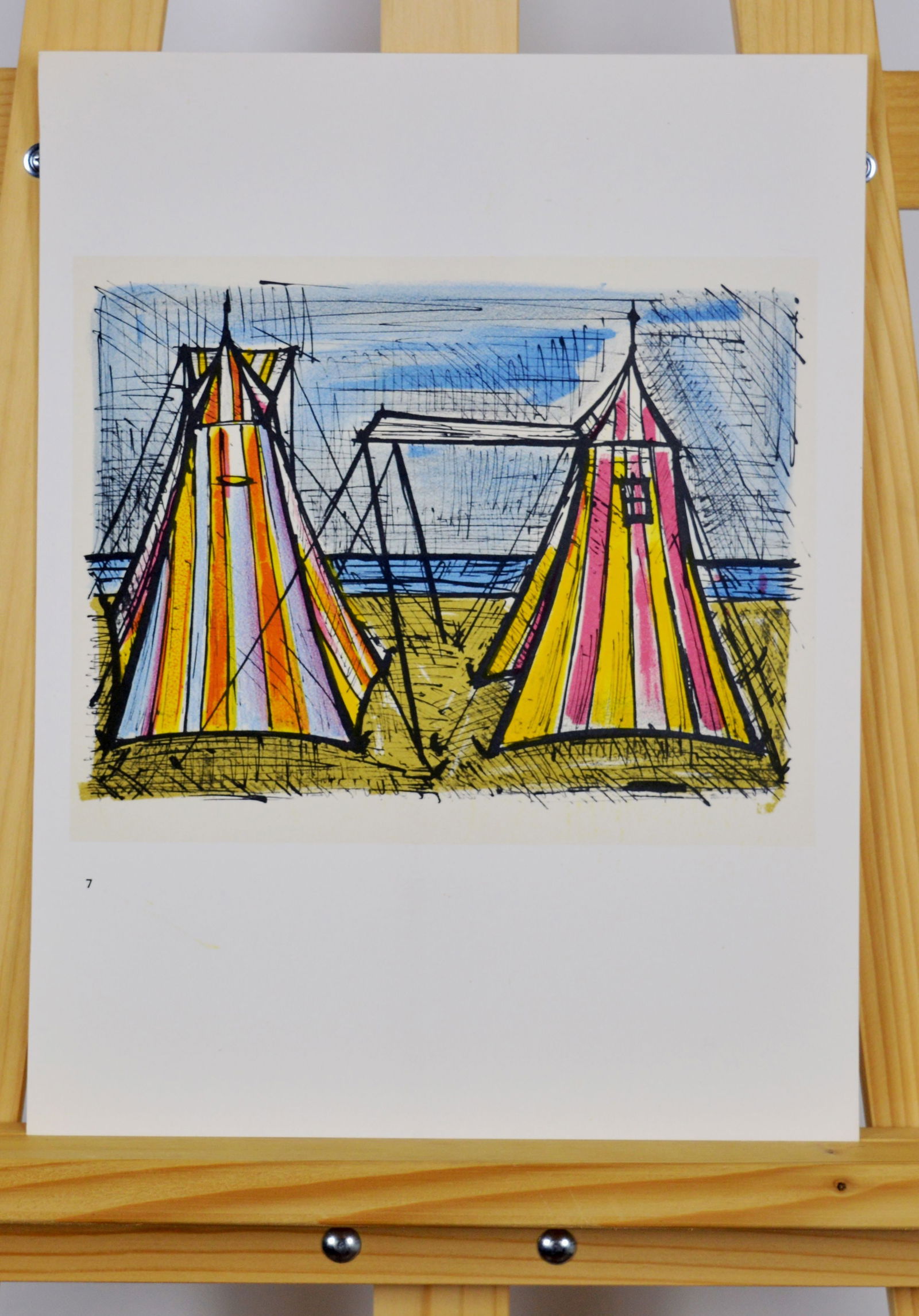 Buffet, Bernard - Lithograph: Bernard Buffet ( (1928-1999) (after) Tents, Lithograph on vellum Acropole. From the catalogue of lithographs 1952 - 1966 (7). There is printed text on verso.