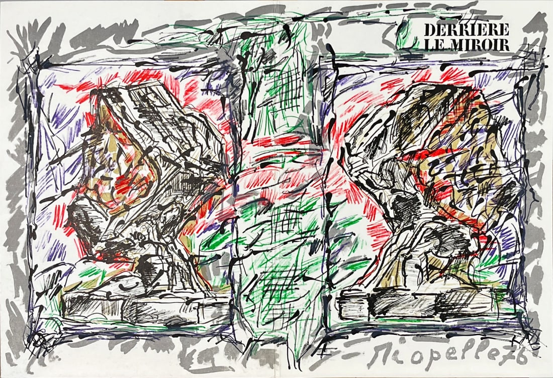 Jean-Paul Riopelle - Original lithograph DLM: Original lithograph, Cover executed for Derriere le Miroir, nr 218, 1976. Published in Paris by Maeght. There is text on verso. With centerfold.Very rarely lithograph of Derrière le Miroir