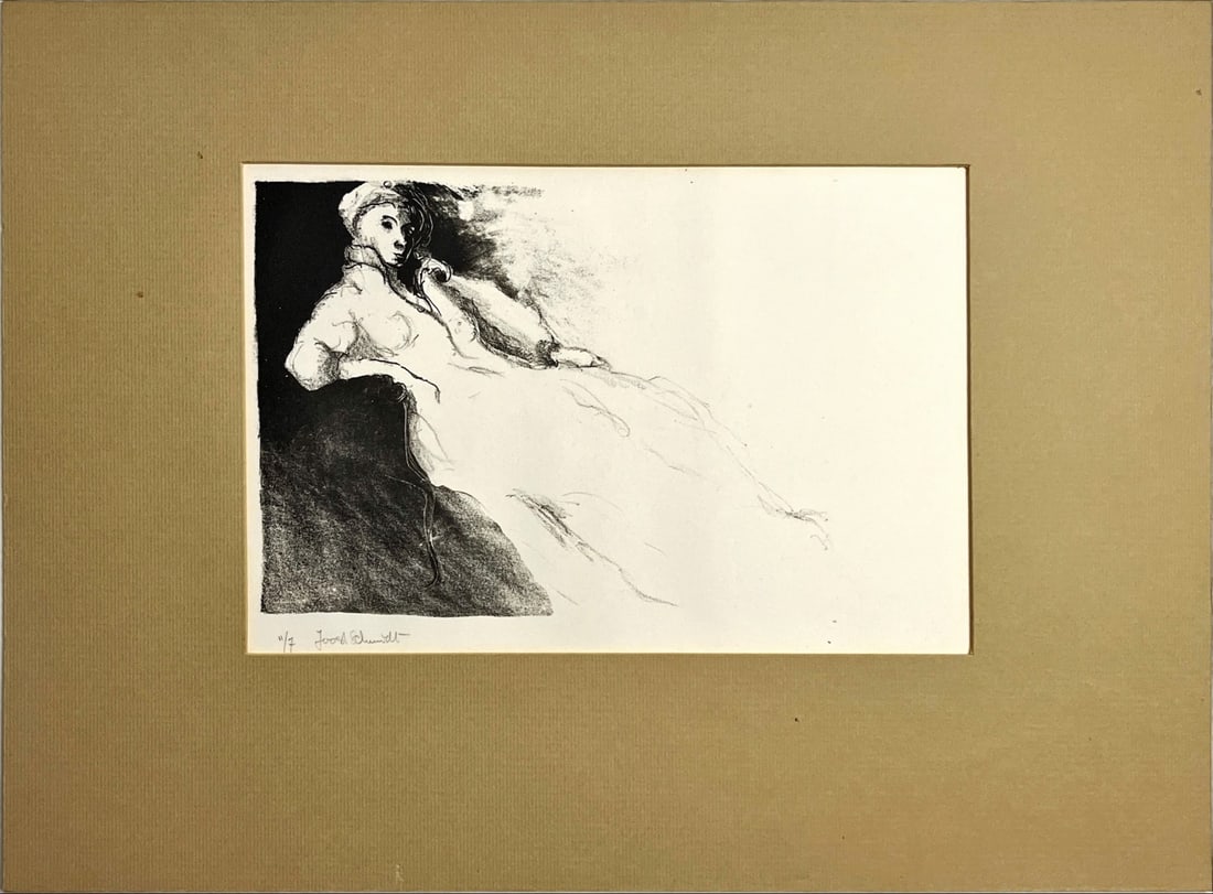 Joost Schmidt - Lithograh - hand signed: Title: Zittende vrouw ("Seated woman"), Great lithograph on hand-made paper, Hand-signed and numbered by Joost Schmidt. Provenance: collection gallery Wiek XX. Comes with passe-partout.Joost Schmidt (