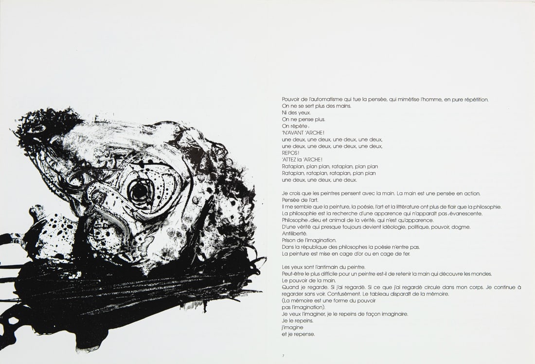 Paul Rebeyrolle - Derriere le Miroir No. 219 - 1976: Paul Rebeyrolle - from Derriere le Miroir No. 219 - 1976Double page with centre fold.Very rarely lithograph of Derrière le Miroir n°219, published in 1976. Editor and publisher of The Maeght