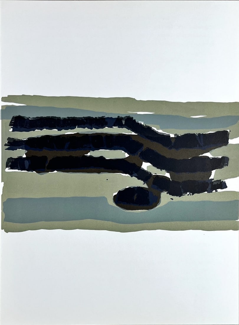 Derriere le Miroir No. 161 - Raoul Ubac: Original lithograph, executed for Derriere le Miroir, n° 161, 1966. Published in Paris by Maeght. There is text on verso. With centerfold.Raoul Ubac - Page from Derriere le Miroir Very rarely