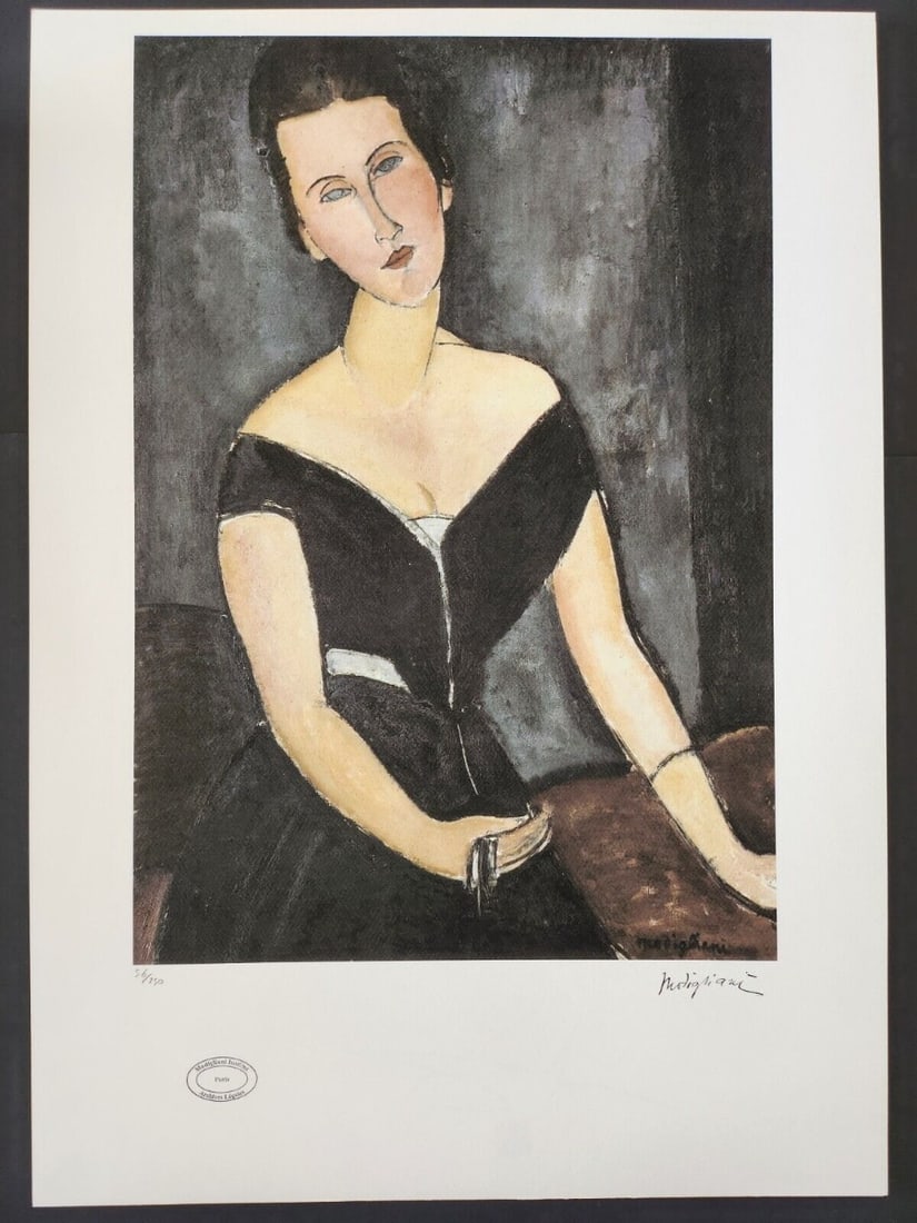 Amedeo Modigliani - Lithograph - Hand numbered - Signed: Amedeo Modigliani 1884-1920Amedeo Clemente Modigliani was an Italian painter and sculptor who worked mainly in France. He is known for portraits and nudes in a modern style characterized by a surreal