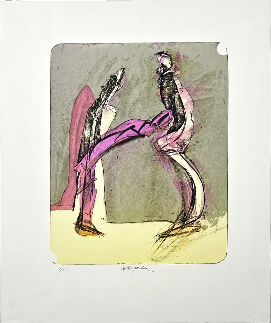 Pavel Rou?ka - Lithograph - hand signed: Pavel RouckaCzech, born 1942.Lithograph Pavel Rou?ka is a Czech painter, graphic artist and illustrator. In the years 1956-1960 he studied at the Industrial School of Geodesy and Cartography in Prague