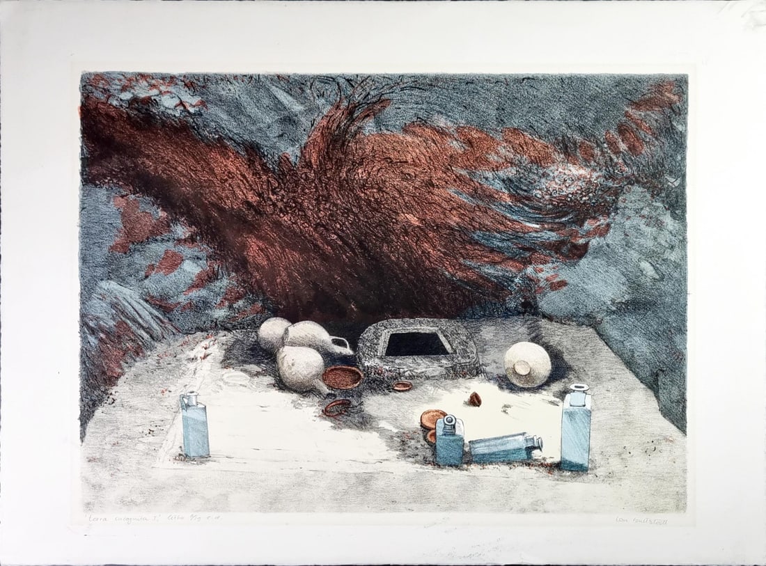 Butt Stedl - Lithograph - Hand signed: Comes from the collection of the municipality of The Hague, The Netherlands.Proprietary printing.Has a small tear in the white of the paper underneath.