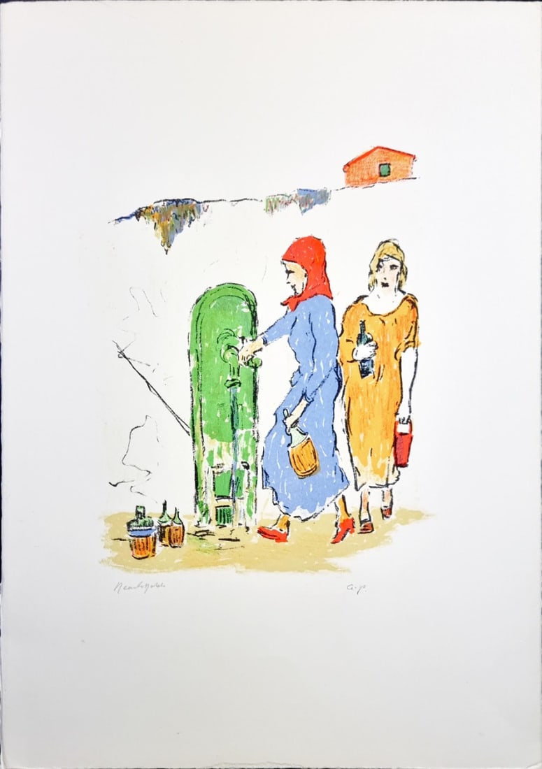 Renato Natali - Lithograph - Hand signed: Renato Natali (10 May 1883 – 7 March 1979) was an Italian painter, member of the post-Macchiaioli group of painters in Livorno during the first half of the 20th century. He often painted