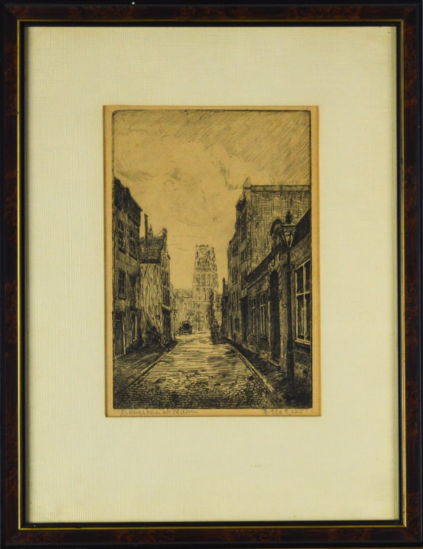 de Laurenskerk in Rotterdam - ("Laurenschurch") Marius Janssen - Etching - Hand-signed (1 of 5)