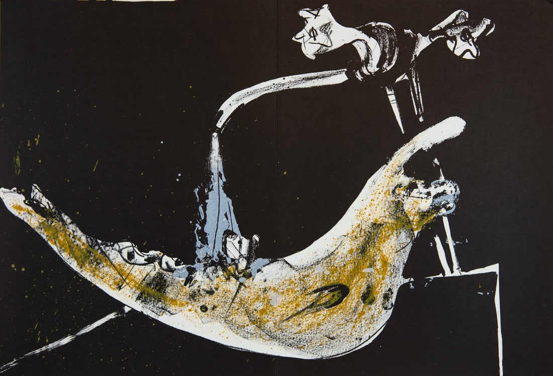 Paul Rebeyrolle - Derriere le Miroir No. 219 - 1976: Paul Rebeyrolle - from Derriere le Miroir No. 219 - 1976Double page with centre fold.Very rarely lithograph of Derrière le Miroir n°219, published in 1976. Editor and publisher of The Maeght