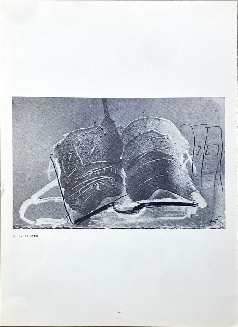 Antoni Tapies - Lithograph - DLM 1982 (Derriere le Miroir) - Signed: Original offset lithograph, executed for Derriere le Miroir, n° 253, 1982. Published in Paris by Maeght. There is text on verso. CenterfoldAntoni Tapies - Page from Derriere le Miroir