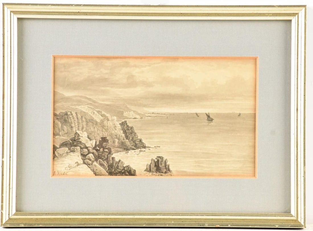 Hulk, Abraham Sr. - Fishing vessels off the English coast - Hand-signed: Title: Fishing vessels off the English coast. Hand-Signed. Come with an original frame. Dimensions without frame and Passe-Partout.Hulk was born in London, the son of the merchant Hendrik Hulk and