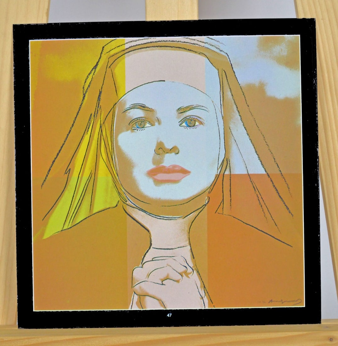 Warhol, Andy - Ingrid Bergman 'The Nun': Andy Warhol -Ingrid Bergman in The Bells of St Mary's. nr 35 offset lithography. Signature Imprime. Printed on paper from Lessebo Bruk, Sweden.