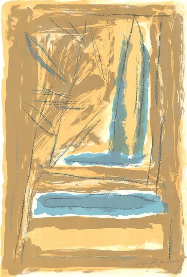 Casamada, Albert Ràfols- - Lithograph.: Title: Composition. Edition: 28/50. Hand-Signed and numbered with pencil by the artist.