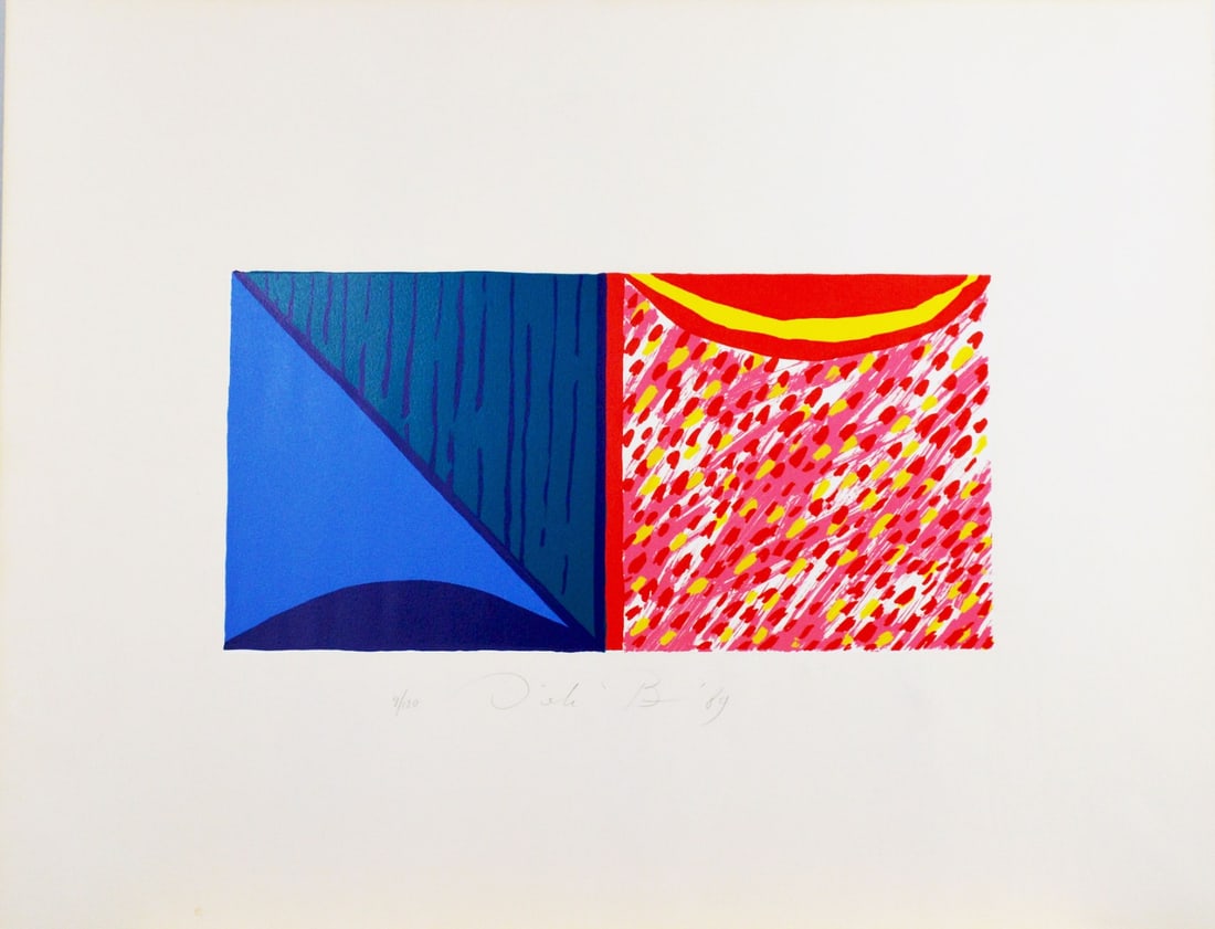 Abstract Red and Blue - Silkscreen - Hand-signed: Handsigned, numbered and dated.Comes from the collection of the municipality of The Hague, The Netherlands.