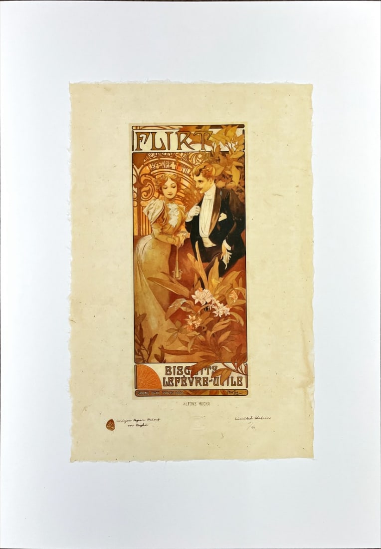 Mucha, Alphonse - Lithograph - Handnumbered: ALPHONSE MUCHA - LithographUnique edition of high-quality lithographs on unique material in the world, printed on Japanese handmade paper-Washi, is paper of the highest quality made from the bark of m