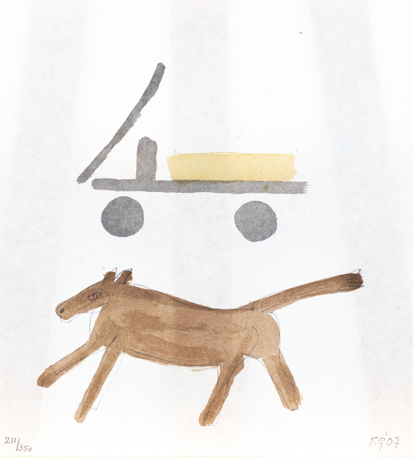 Gubbels, Klaas - Silkscreen: Lithography by Klaas Gubbels in perfect condition. This work is from the series "The hole in the hedge". Hand-Signed with monogram, numbered and year in pencil.