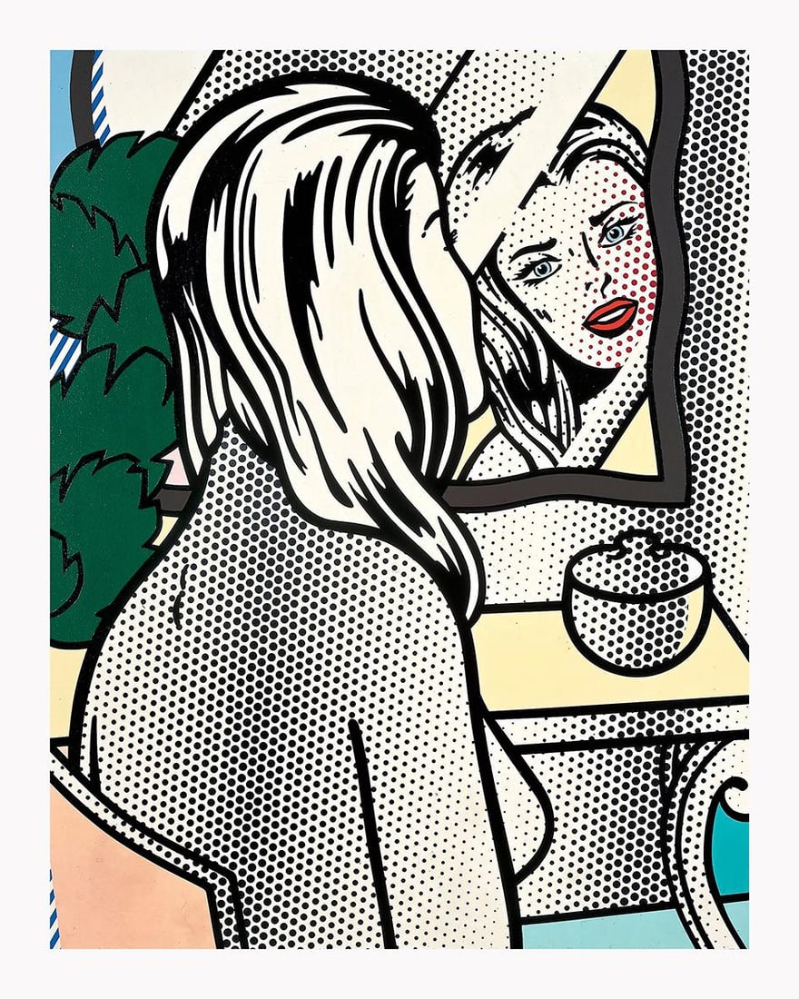 Lichtenstein, Roy - Screenprint: Roy Lichtenstein (1923-1997 Title: Nude at Vanity. Limited edition. Screen print after the original painting from 1994. Pop artist Roy Lichtenstein mined advertisements and comics to make groundbreaki