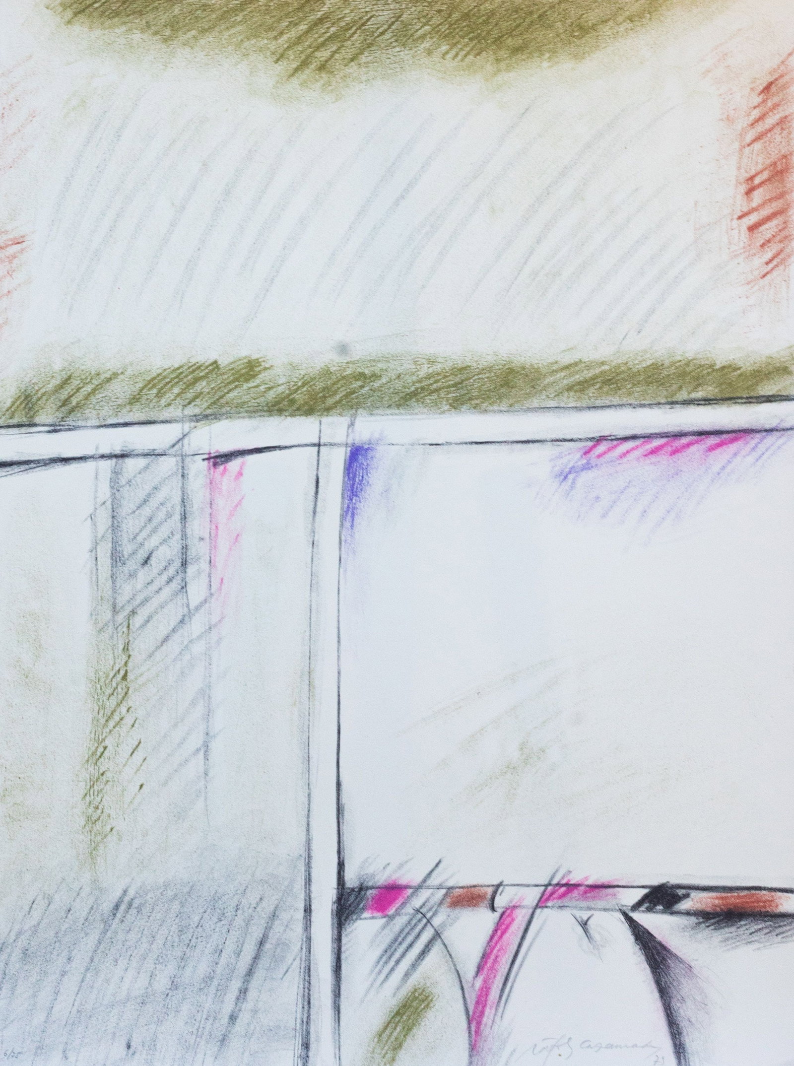 Casamada, Albert Ràfols- - Lithograph.: Title: Composition. Edition: 62/75. Hand-Signed and numbered with pencil by the artist.