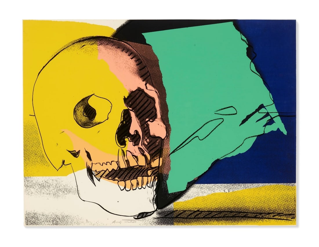 Andy Warhol - Skulls - Screenprint: Andy Warhol - Skulls.Unique screenprint in colors on Lenoxmuseum board.Published by Ronald Feldman Fine Arts, Inc., New York1976Will be shipped flat.