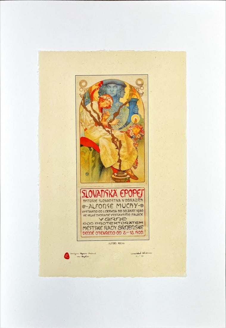 Mucha, Alphonse - Lithograph - Handnumbered: ALPHONSE MUCHA - LithographUnique edition of high-quality lithographs on unique material in the world, printed on Japanese handmade paper-Washi, is paper of the highest quality made from the bark of