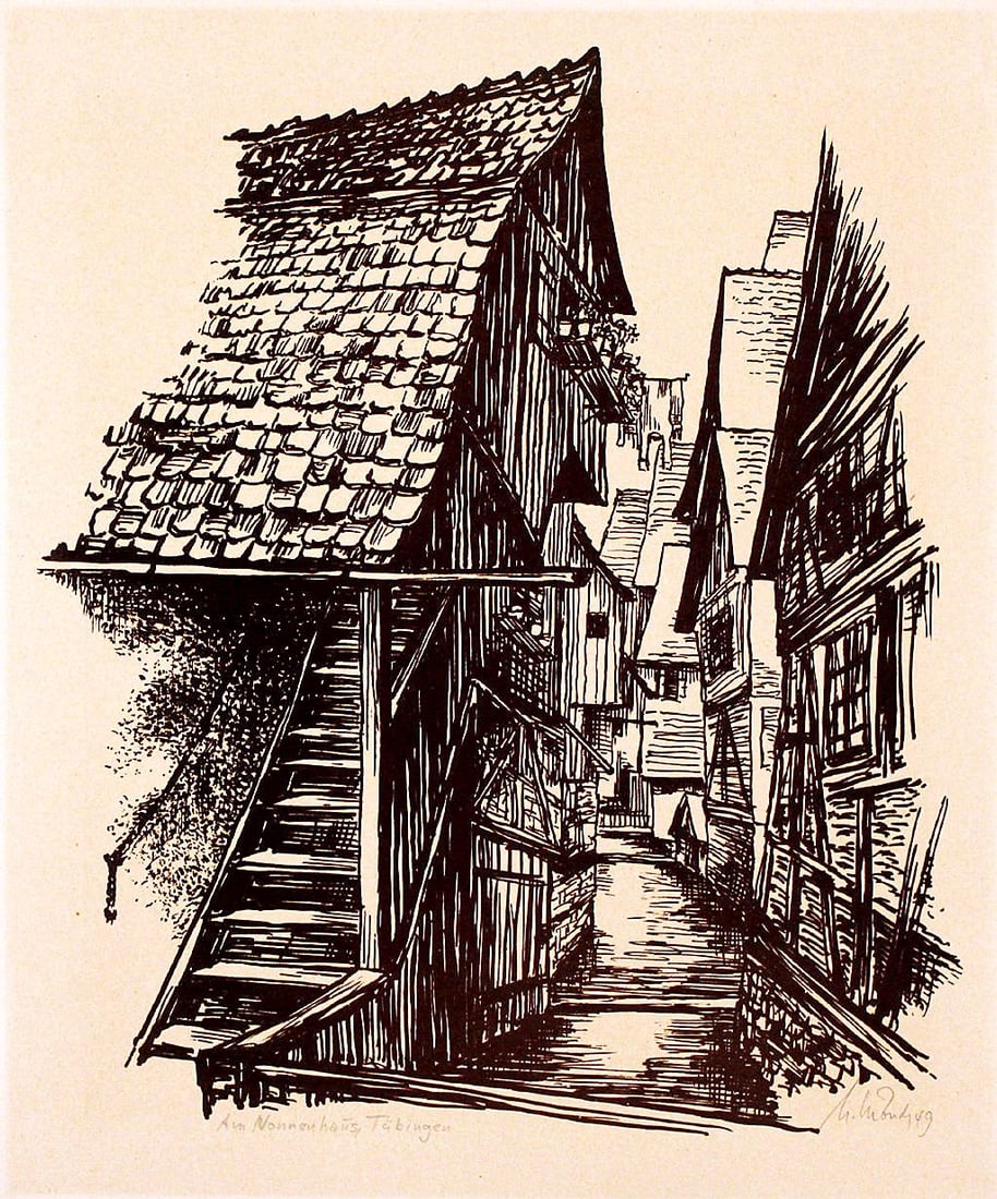 Mönch, Erich - Wood block.: Hand-Signed and titled by the artist.