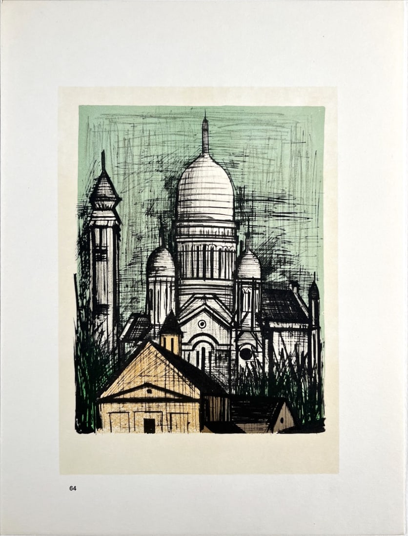 Buffet, Bernard - Lithograph.: Bernard Buffet ( (1928-1999) (after) Le Sacré-Coeur, Lithograph on vellum Acropole. From the catalogue of lithographs 1952 - 1966 (64). There is printed text on verso.