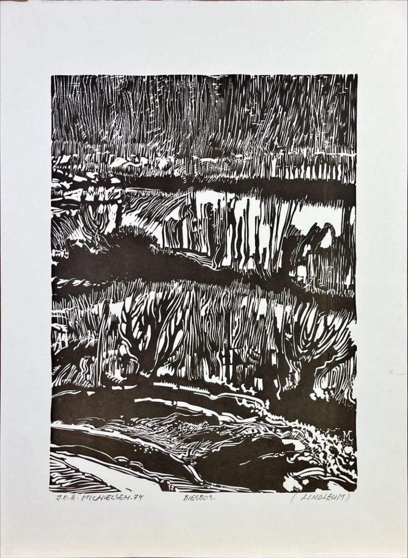 Jan (J.C.A.) Michielsen - Linocut - Hand Signed: Michielsen, Jan - 1939-2010 Jan Michielsen was a Dutch graphic artist and painter. Jan Michielsen trained at the Academy of Fine Arts Sint-Joost. He also taught there until 1980. He lived and worked a