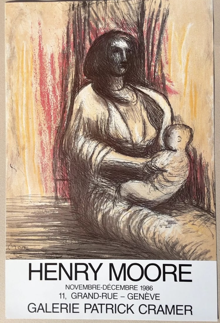 Henry More - Exhibition Poster: Henry Spencer Moore 1898-1986He is best known for his semi-abstract monumental bronze sculptures which are located around the world as public works of art. Moore also produced many drawings, including