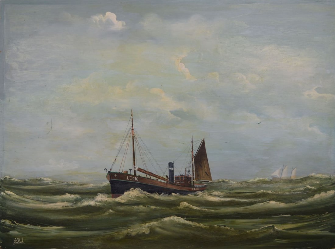 A. Bal - Oil Painting - Ship at sea (1 of 2)