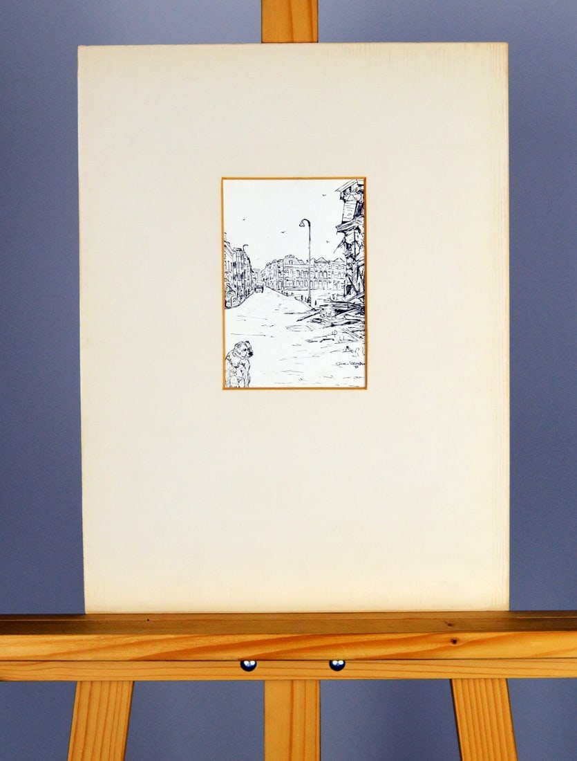 Toos van Leeuwen - Ink Drawing - Handsigned: Handsigned and dated.Comes from the collection of the municipality of The Hague, The Netherlands.Comes with Passe-Partout.