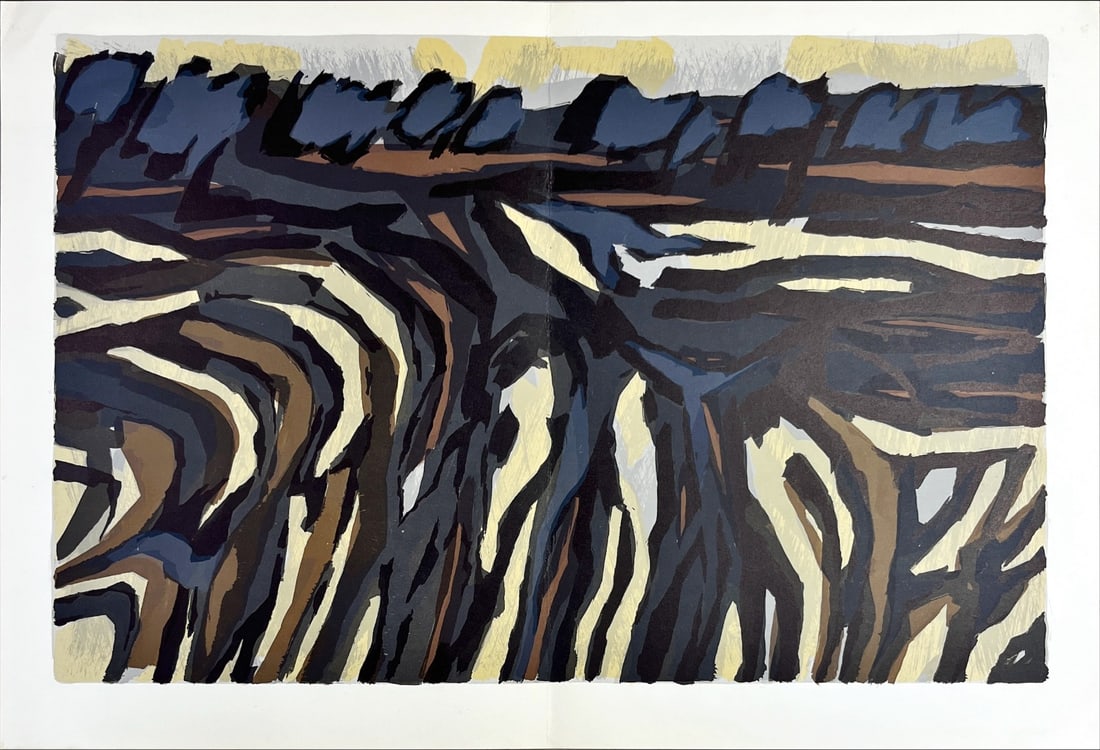 Raoul Ubac - Lithograph - DLM 1964 (Derriere le Miroir): Original lithograph, executed for Derriere le Miroir, n° 142, 1964. Published in Paris by Maeght. There is text on verso. With centerfold.Raoul Ubac - Page from Derriere le Miroir Very rarely lithogr