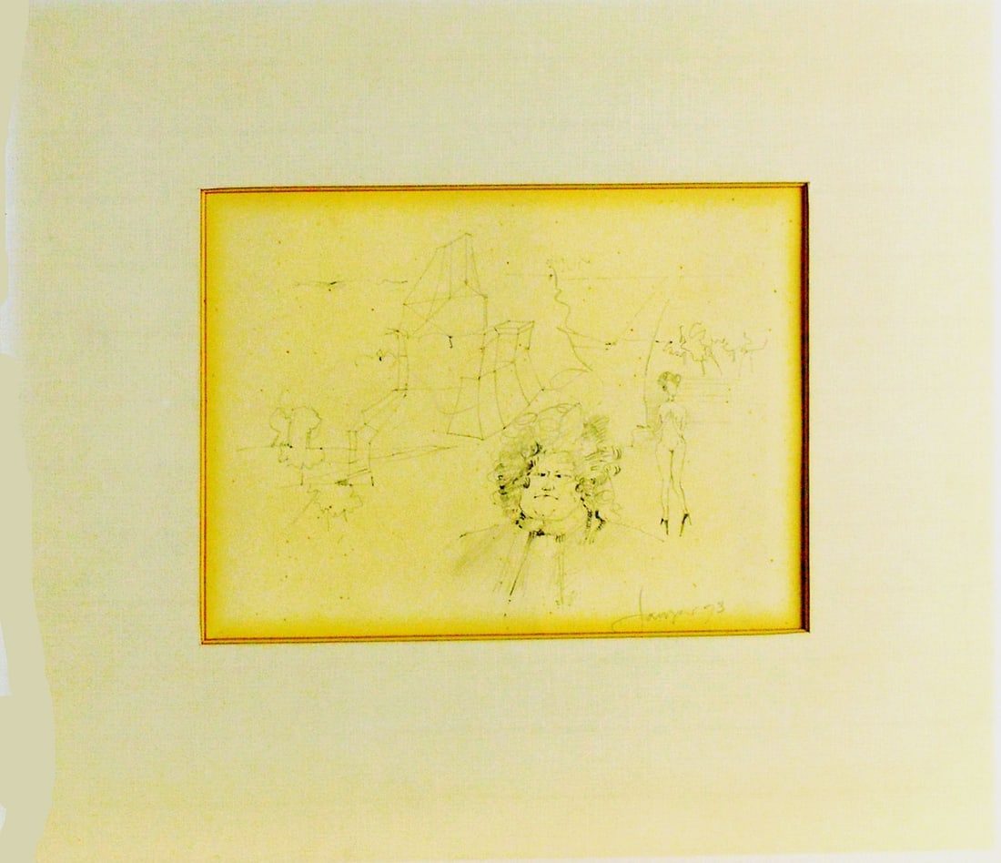 Janny Voets - Pencil Drawing: Handsigned en dated.Comes from the collection of the municipality of The Hague, The Netherlands.Comes with Passe-Partout.