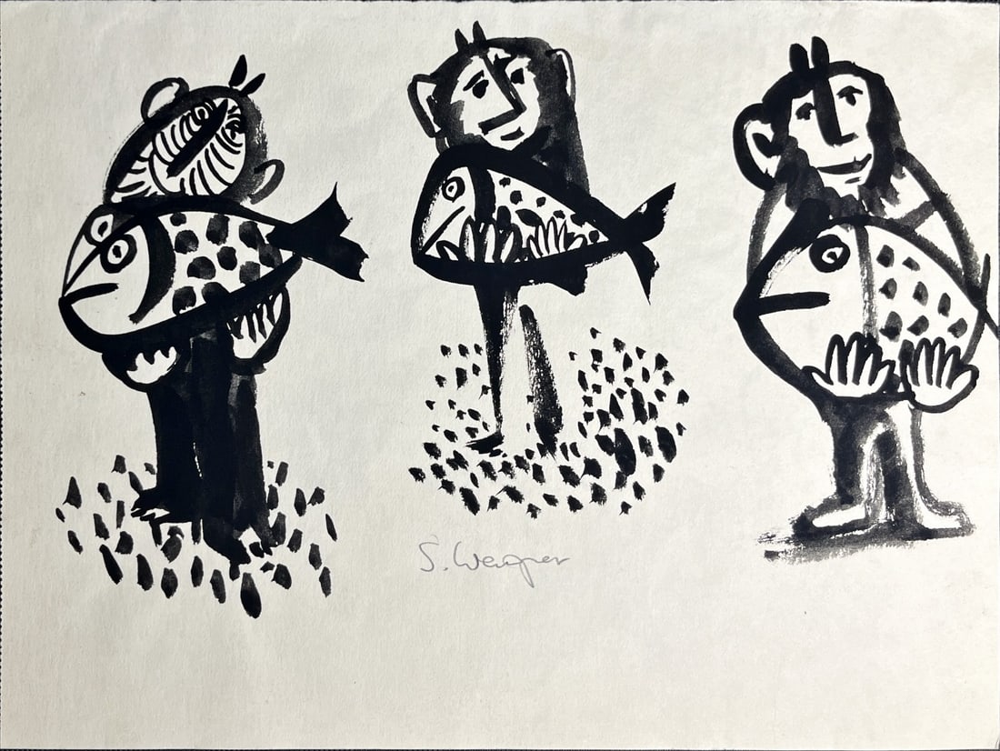 Siegfried Wagner - Lithograph - Hand signed: Great Lithograph by Siegfried Wagner a German Artist.HandsignedDoppelseitiger DruckSiefried Wagner 1936- geboren in FriedrichshafenStudium an der Kunstakademie StuttgartHaus de Kunst MünchenIllustrat