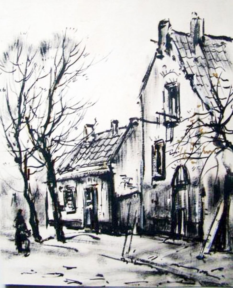 Frese, Job - Ink Gouache: No signed. Completely framed, Passe Partout and glass.