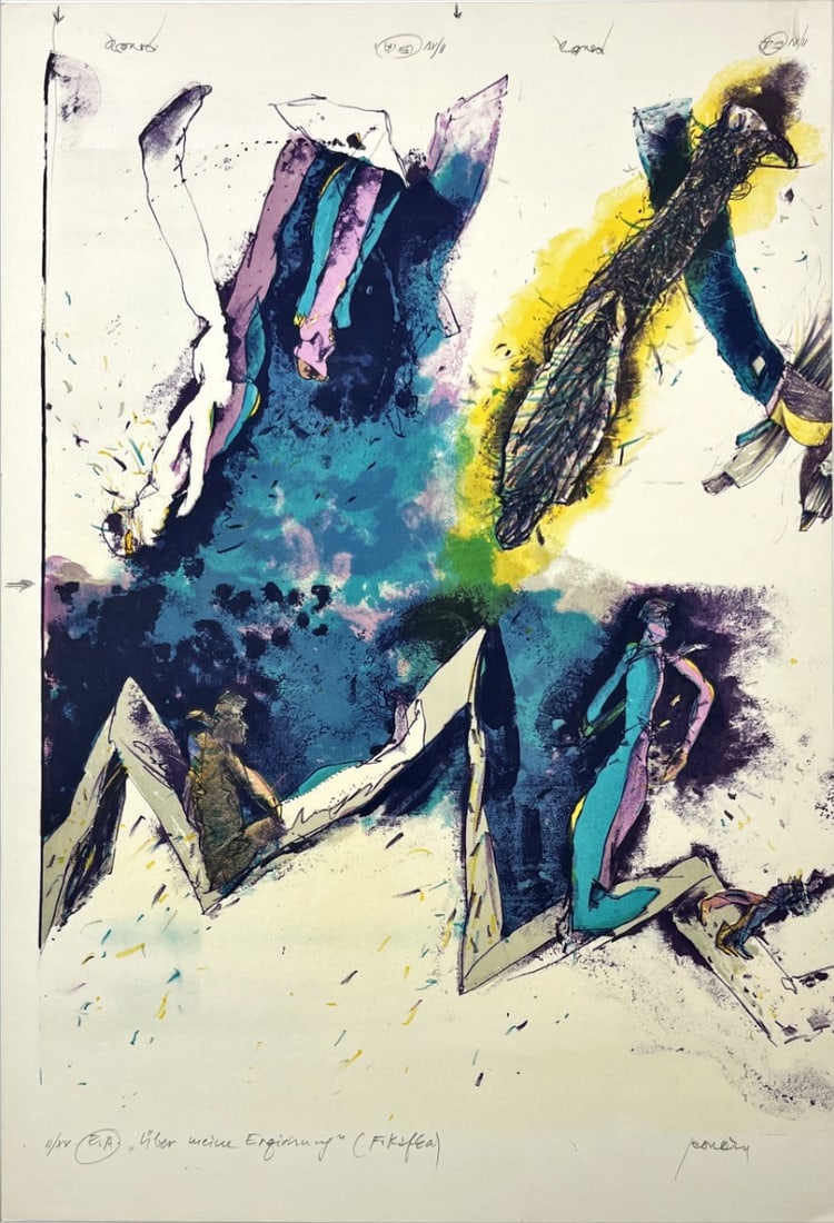 Pavel Rou?ka - Lithograph - hand signed: Pavel RouckaCzech, born 1942.Lithograph Pavel Rou?ka is a Czech painter, graphic artist and illustrator. In the years 1956-1960 he studied at the Industrial School of Geodesy and Cartography in