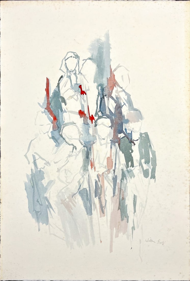 Willem Roos - Watercolor - Hand signed: Willem Roos is a Dutch Postwar & Contemporary artist who was born in 1950.Beautiful water color of a Dutch artist. Dutch school.Comes from the collection of the municipality of The Hague, The