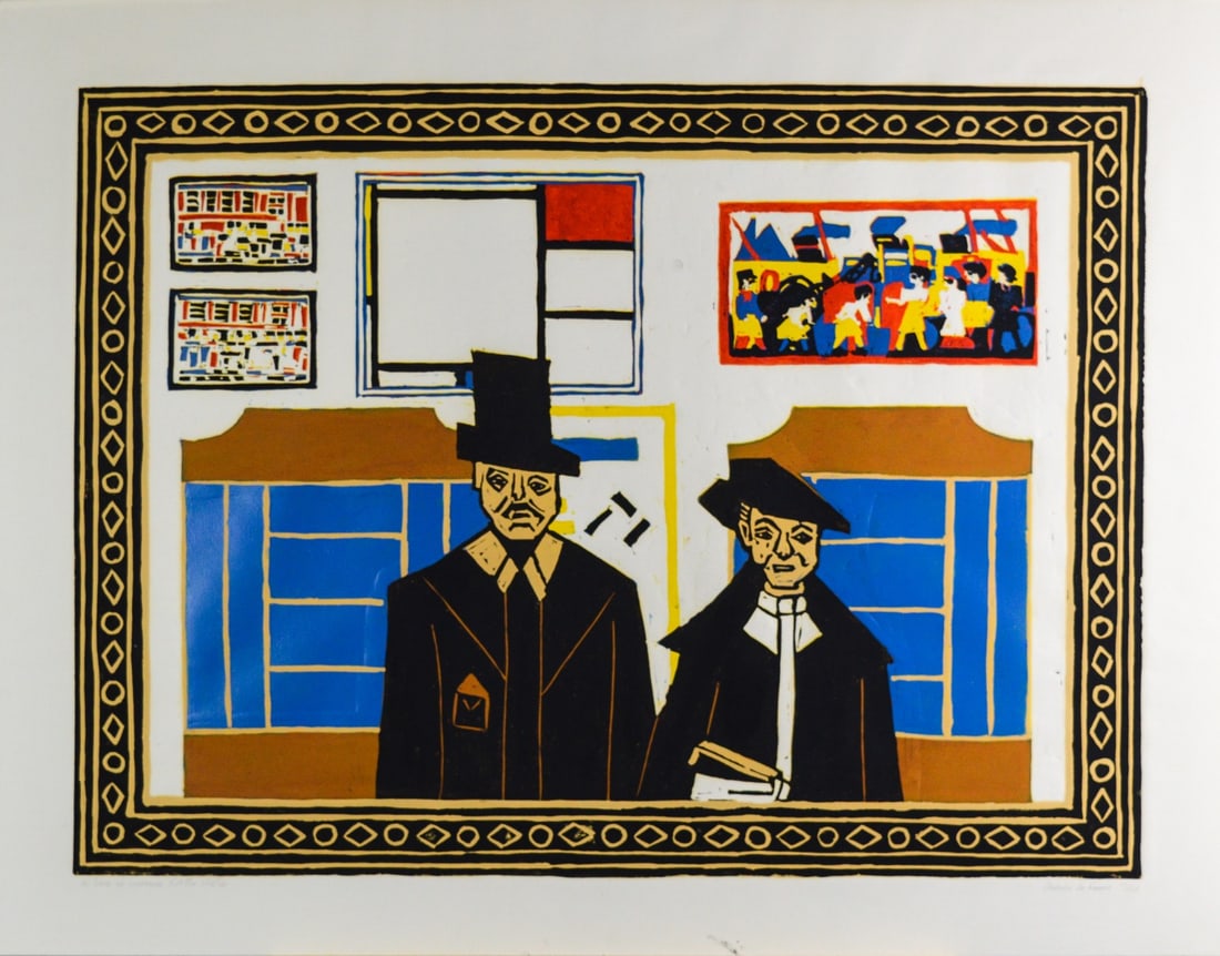 Ondine de Kroon - Linocut - Handsigned: Linocut.Handsigned and titled.Comes from the collection of the municipality of The Hague, The Netherlands.Ondine de Kroon, 1964Handwriting is essential in my work, the sensitivity of gesture, the art