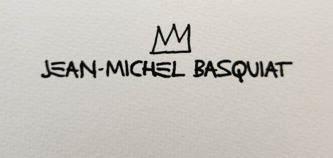 Basquiat, Jean-Michel - Lithograph - Signed: Jean-Michel, Basquiat, after. Lithograph. Edition: random/300. Signed in the plate.Hand numbered.Stamp in the paper.After the original by Jean-Michel Basquiat