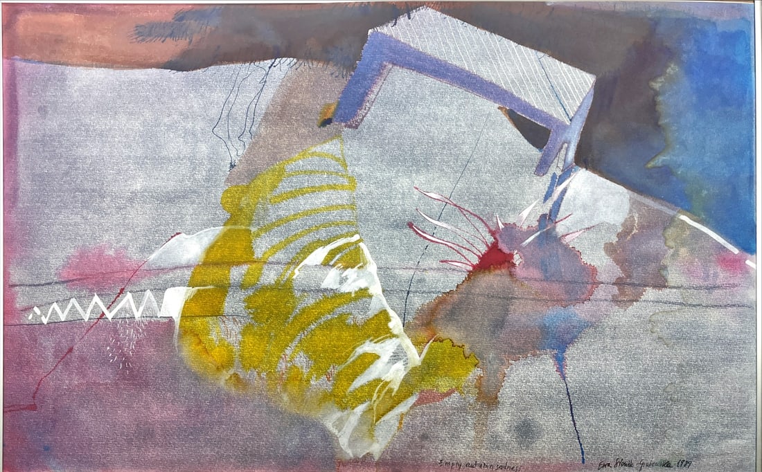 Ewa Stonik Grabowska - Gouache - Hand signed: Polish artistHas water damage.Comes with small aluminium frame