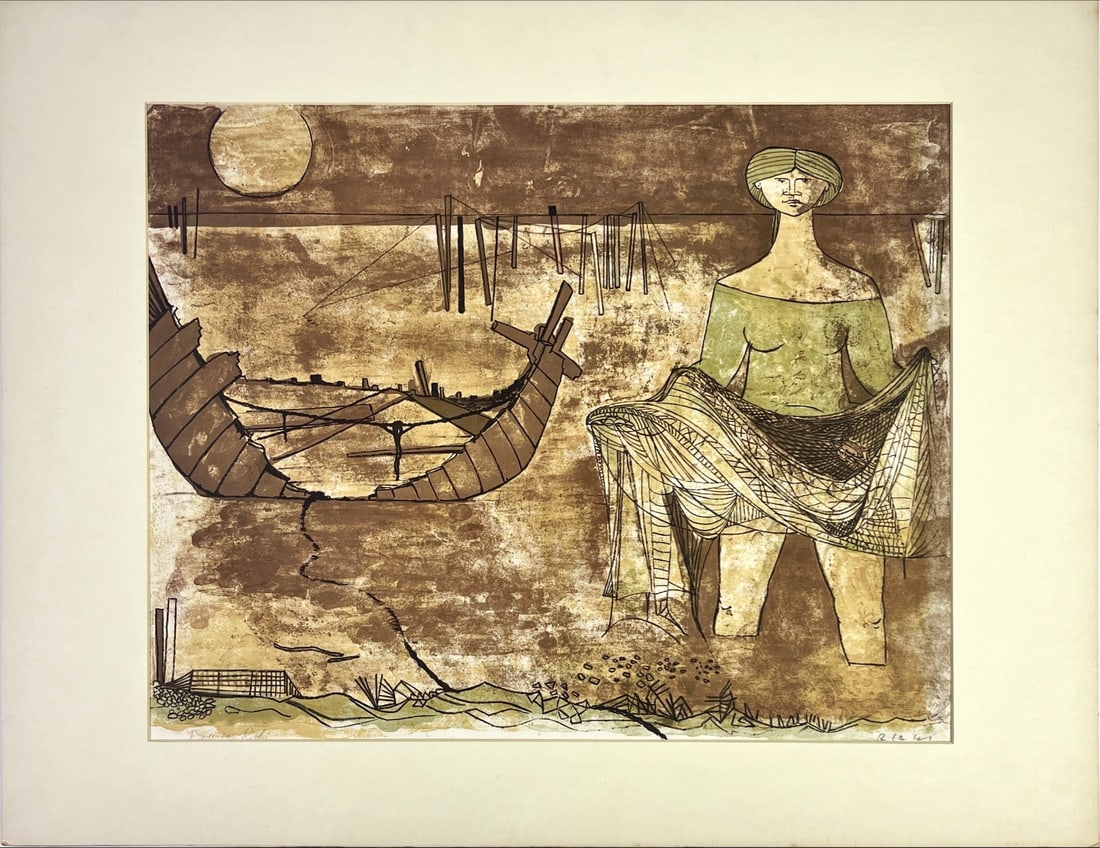 Federico Righi - Mixed techniques - Hand signed: Federico Righi 1908-1986Gouache, comes with Passe-PartoutPainter, printmaker, and sculptor Federico Righi was born in Trieste, Italy in 1908. Righi was primarily self-taught in drawing and painting, i