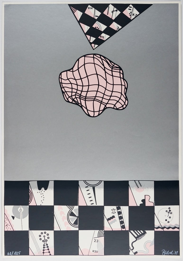 Wolfgang Blobel - Lithograph - Hand signed: Wolfgang Blobel (1924 – unknown) was a German painter, printmaker, and pioneer of computer-based art. Born in Neustrelitz, he initially trained in high-frequency and communications engineering befor