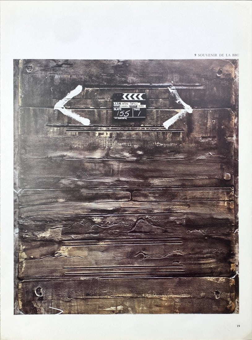 Antoni Tapies - Lithograph - DLM 1982 (Derriere le Miroir): Original offset lithograph, executed for Derriere le Miroir, n° 253, 1982. Published in Paris by Maeght. There is text on verso. CenterfoldAntoni Tapies - Page from Derriere le Miroir