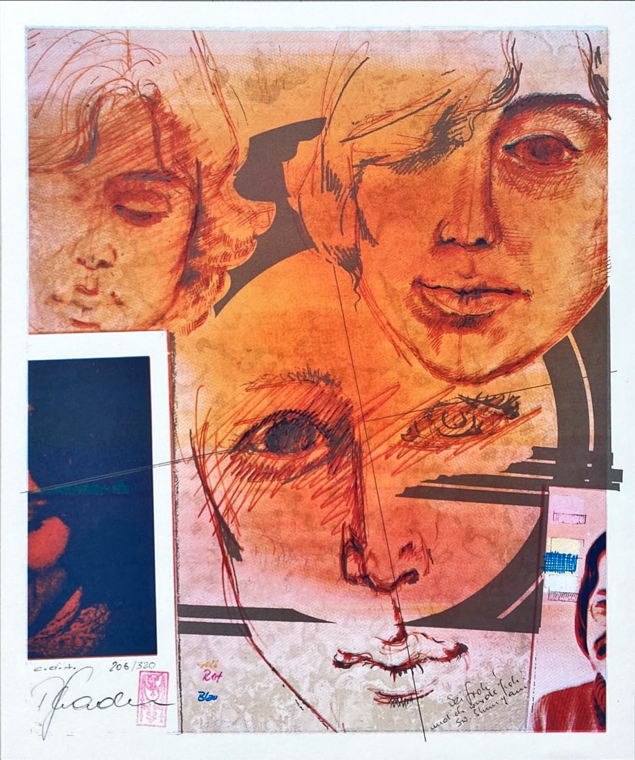 Collage-like German lithograph - Hand-signed - limited edition (1 of 1)