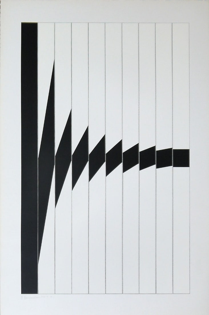 Marcello Morandini -Silkscreen - Handsigned: Marcello Morandini 1940 -Studied at the Brera Academy of Fine Arts. 1957-62 he worked as a designer in industry and as a graphic artist in Milan. 1968 participation in the XXXIV Venice Biennale.