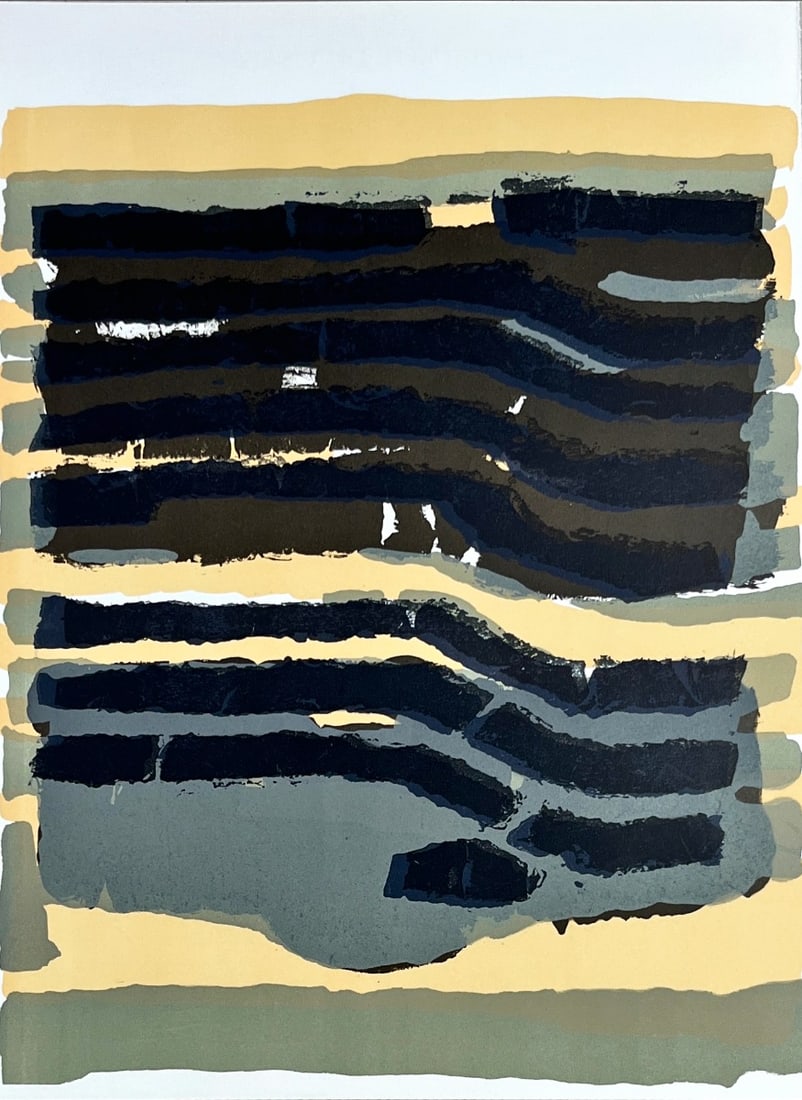 Derriere le Miroir No. 161 - Raoul Ubac: Original lithograph, executed for Derriere le Miroir, n° 161, 1966. Published in Paris by Maeght. There is text on verso. With centerfold.Raoul Ubac - Page from Derriere le Miroir Very rarely