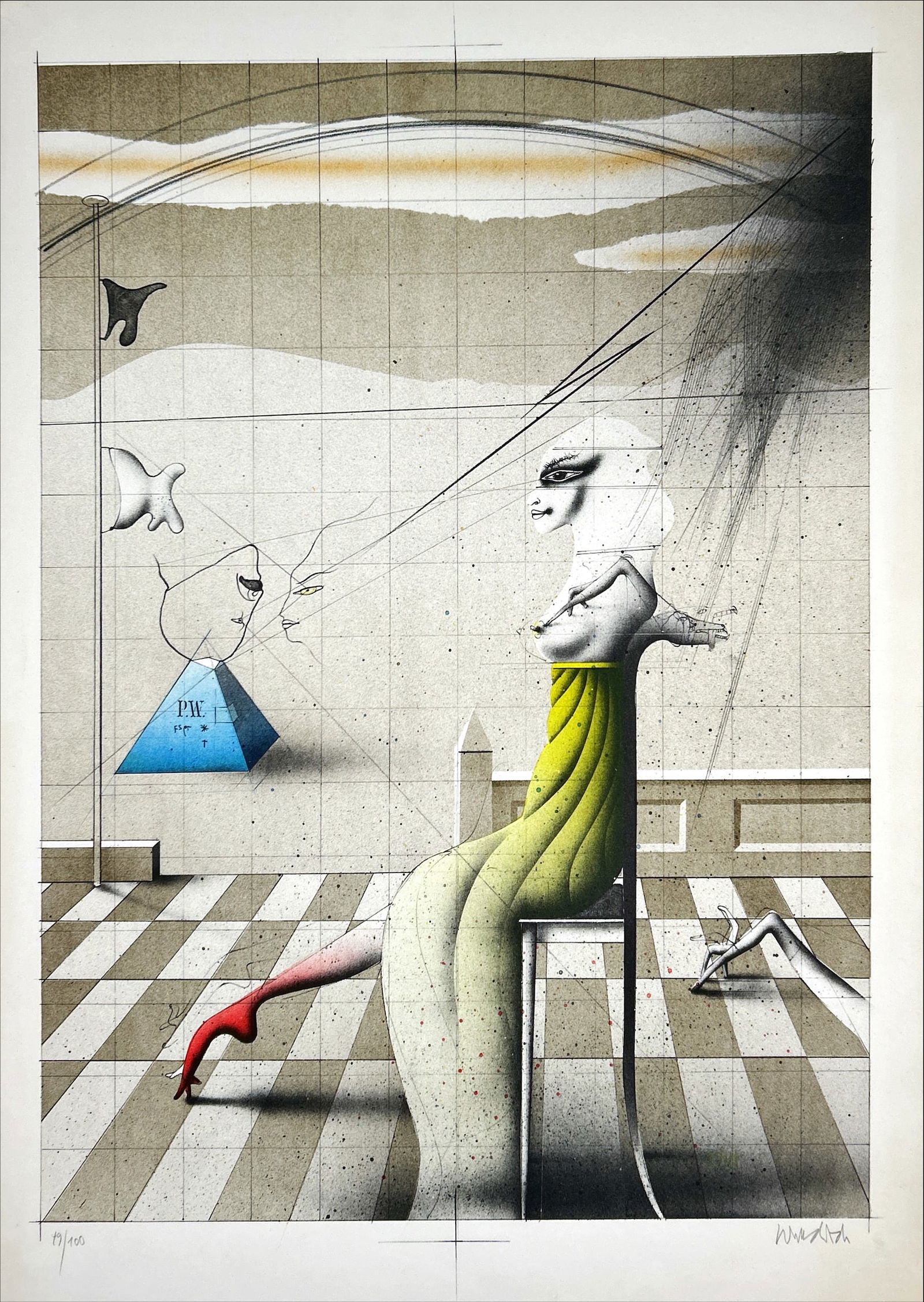 Wunderlich, Paul - Lithograph.: Hand-Signed and numbered. Light storage marks.