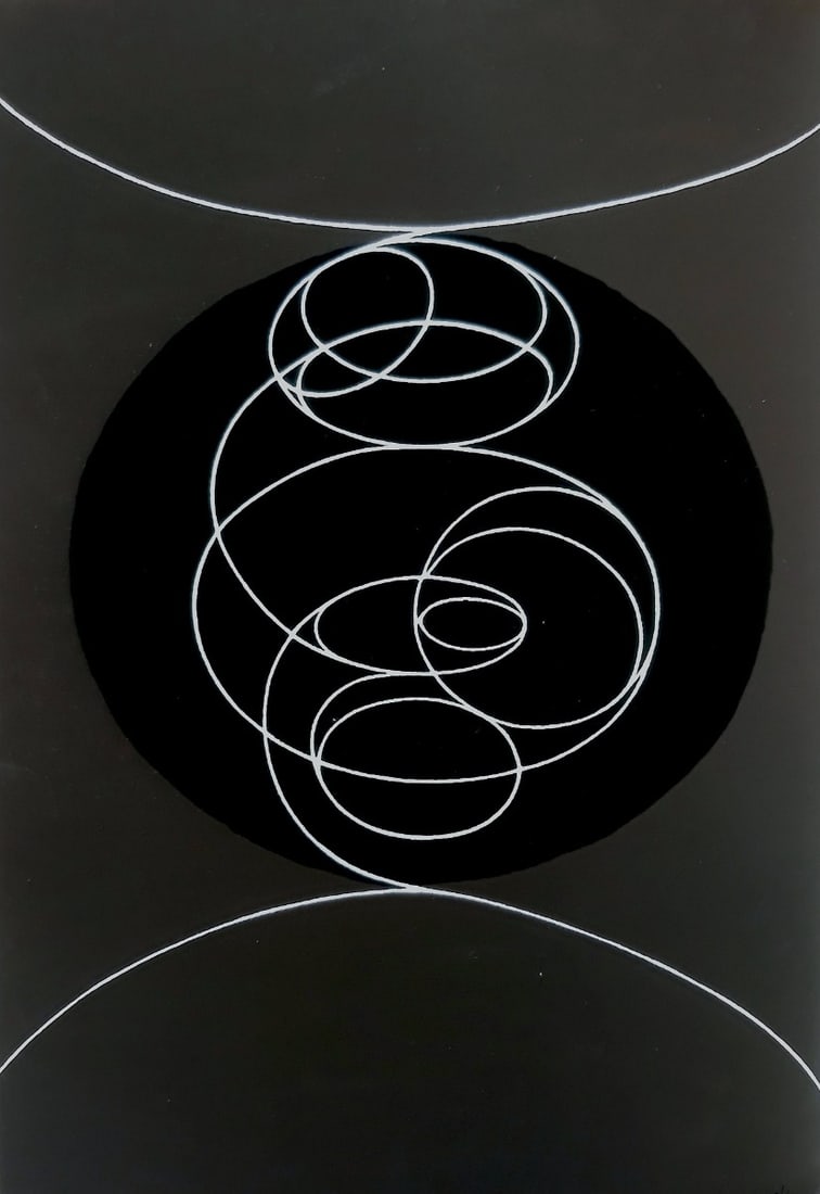 Pablo Palazuelo - Derriere le Miroir No. 250 - 1st Edition - 1982: Pablo Palazuelo - Page from Derriere le Miroir 250-1982 (Hommage a Aime et Marguerite Maeght).Very rarely lithograph of Derrière le Miroir n°250, published in 1982 following the death of Aime