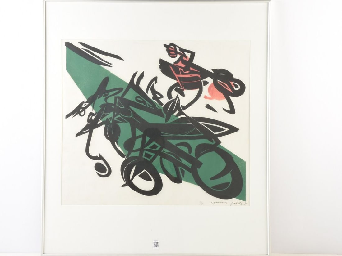 Zee, Jan van der - Linocut.: Hand-Signed, numbered and dated. fully framed