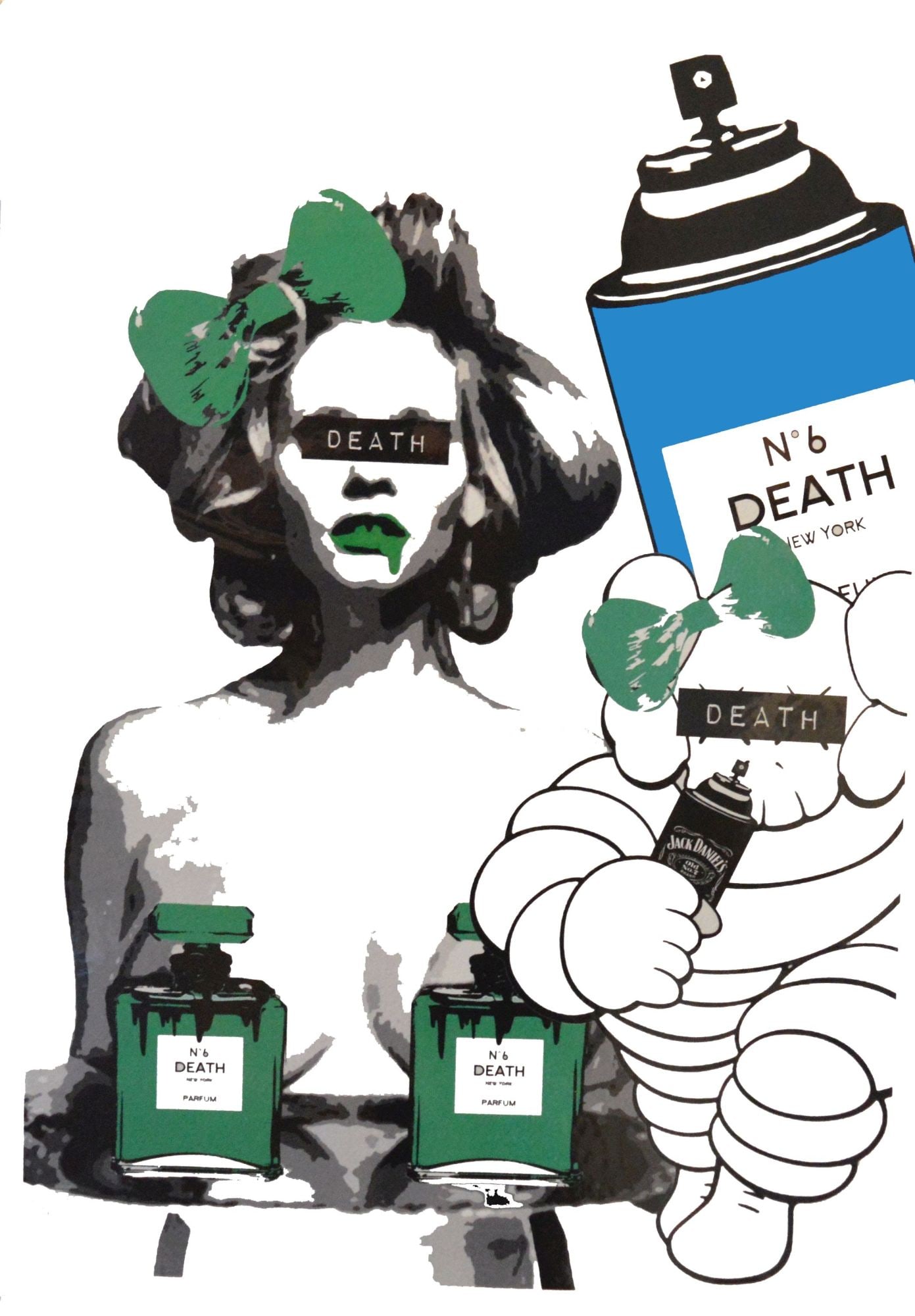Death NYC - Silkscreen.: Hand signature by the Artist. Original certificate and golden seal included. DEATH NYC's artwork featured in galleries and streets around the world. Recently also featured in the Google Glass commerci